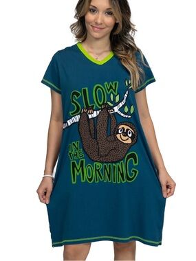 LazyOne Women's Nightgown, Funny V-Neck Sleep Shirt for Women S/M